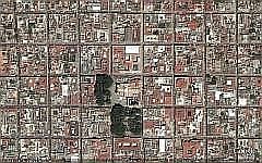 Oaxaca: Satellitenbild (Google Earth) des Zentrums. Schn ist die schachbrettartige Anordnung der Straen zu sehen.