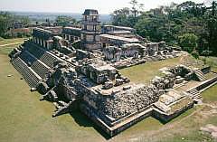 Palenque: Blick auf den Palast vom Tempel der Inschriften