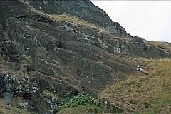 Rano Raraku: Der Steinbruch mit halbfertigen Moais - El Gigante, ber 20 m lang