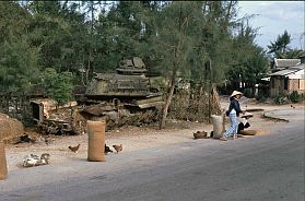 Marmorberge bei Da Nang: Panzerwrack als Hhnerstall