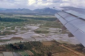 Hanoi: Luftaufnahme - Reisfelder kurz vor der Landung